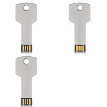 3X Clé USB Haute Capacité en Forme de Clé Métallique, 32 Go, Argent, Véritable Capacité de Stockage. Disque U.