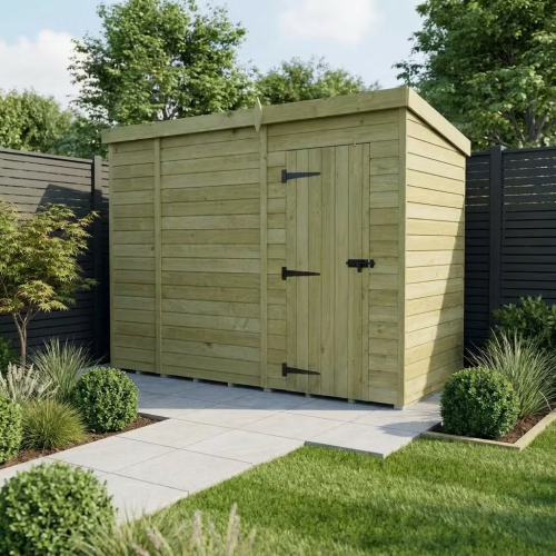 9 x 4 Pent Shed Tanalised (Single Door, No Windows)