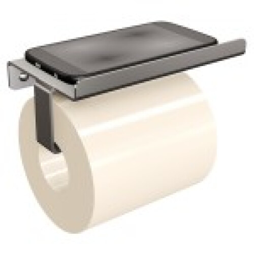 TECHNIC toiletpapirholder med hylde, poleret rustfrit stål