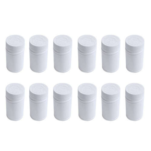Plastic Empty Medicine Bottles Pill Tablet Container Holder 12pcs White