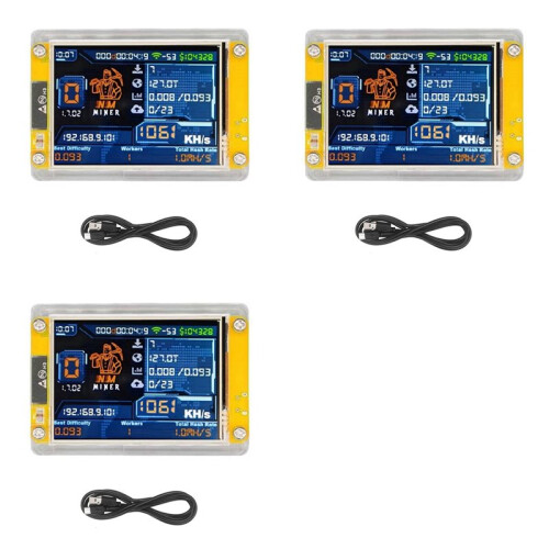 3X 1060KH/S NMMiner NerdMiner Bitcoin Crypto Solo Miner 2,8 Polegadas  Display NerdMiner Atualizado 1060KH/S Harshrate