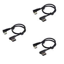 3X USB-C 3.1 Type-C to Left Right Angled 90 Degree USB 2.0 Data Cable with Sleeve for Tablet & Phone 15cm