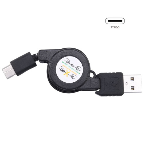 3X USB Type C USB 3.1 Retractable Cable Charger Charging Type-C USB-C Cable Black 1