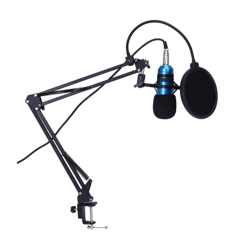 Condenser Microphone Mic Kit Live Studio Sound Recording Mount Boom Stand  silver 1
