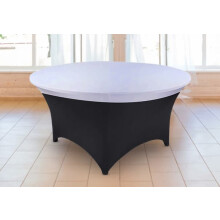 Elastisk dug, overlay, top hvid til runde borde 180 cm diameter