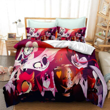 (Double200x200cm) Hazbin Hotel 3-Pcs Bedding Set (1 Duvet Cover + 2 Pillow Case) Bedroom Decoration Soft Comfortable Breathable Bedding Set 140x200cm