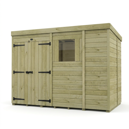 9 x 5 Pent Shed Tanalised (Double Door, With Windows) 1