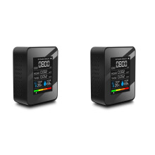 2X 5-in-1 Luchtkwaliteitsmonitor Niveaus Temperatuur- en Vochtigheidsdetector met LCD-Scherm Binnenluchtkwaliteitssensor Zwart
