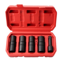 5-Piece SAE/Metric Dual-End Pneumatic Impact Socket Set for Automotive Wheel Lug Nuts (Hex)