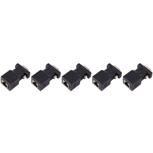 5X VGA Extensor Macho A Lan Cat5 Cat6 Rj45 Adaptador de Cable de Red