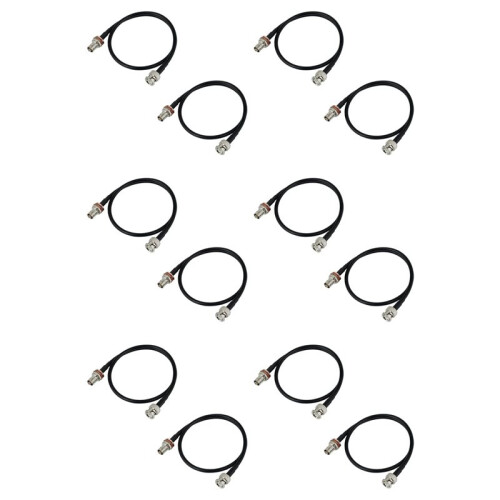 Wireless Microphone Antenna Extension Cable 2ft with BNC Connector, 12-Pack for Rack Mount Systems
