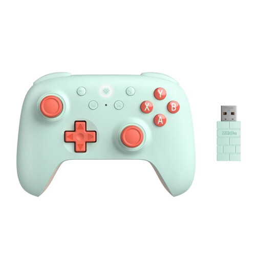 2X 8BitDo Controller di Gioco Wireless 2.4G con Joystick Ad Effetto Hall per PC  per Raspberry Pi Android, Arancione-Verde 1