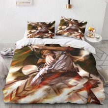 (King220x240cm) Attack on Titan Japan Anime Bedding Set Duvet Cover Set Hypoallergenic Soft Comforter Quilt Cover with Pillowcases King 135*200 CM