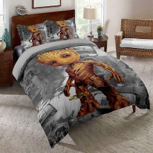 (King220x240cm) Superhero Groot Duvet Set, Easy Care Duvet Cover and Pillowcases, Super Soft Bedding, Poly-Cotton, Twin Size, 50% Polyester )