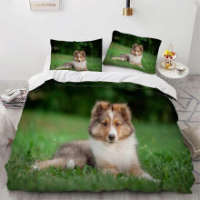 (Single135x200cm) Bedding Set for Adult cm Shetland Sheepdog Duvet Cover Lovely Dog Animal Bedding Set Microfiber Bedding Set + 2 Pillowcases