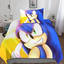 (King220x240cm) Sonic Duvet Cover Kids Bedding Set Duvet Covers Bedroom Decor Quilt Cover with Pillowcase Single 135*200 CM