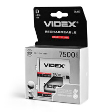 2 stk. nikkel-metalhydrid batterier Videx sæt 1,2V 7500mAh HR20