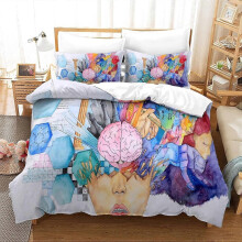 (Single135x200cm) ArtDuvet Cover with Pillowcases D Printed Bedding Set with Zipper Closure Soft Microfiber Duvet Cover SetSimple 135*200 CM