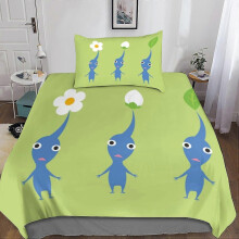 (Double200x200cm) Pikmin and olima 3D Bedding Set Soft Microfiber 2 Piece Quilt Set with Zipper Closure and Shams Suitable for Boys and Girls Single