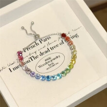 (Colored diamond bracelet with interlocking links) Multi Color Natural Mixed Stone Beaded Bracelet, Adjustable String Bracelet