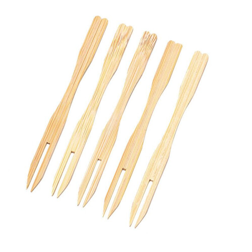 1000 Peças Garfos de Aperitivo de Bambu,  Garfos de para Bambu de 3,5 Polegadas, Garfos de Madeira Descartáveis, Pequenos Palitos de Frutas 2