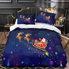 (Double200x200cm) Christmas Bedding D Christmas Gift Duvet Cover Microfiber Quilt Cover with Zipper Closure for Kids Teens Adults Bedding Set Pieces