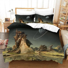 (Double200x200cm) Planet D Bedding Set Duvet Cover Microfiber Duvet Cover with Zipper Set Pieces for Kids Teens Adults Double