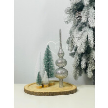 Sølv juletræstop - glitter juletræstop 29 cm