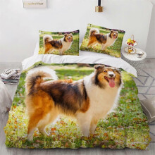 (King220x240cm) Bedding Set for Adult cm Shetland Sheepdog Duvet Cover Lovely Dog Animal Bedding Set Microfiber Bedding Set + 2 Pillowcases