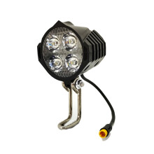 2X Accessori per Fari A LED per Bici Elettriche, Lampada da 36 V e 48 V, Clacson Integrato A 3 Pin, Luce Anteriore A 4 LED, per Monopattini Elettrici