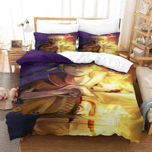 (King220x240cm) Naruto Bedding Set Anime Characters Soft Microfiber Duvet Cover with Zipper Set Pieces, for Children, Teens, Adults, Double