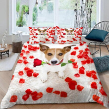 (Double200x200cm) Duvet Cover 240x260 cm Jack Russell Terrier Cute Dogs Animal Adult Bed Set with Zipper Microfiber Bedding Set + 2 Pillowcases