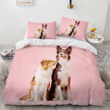 (Double200x200cm) Duvet Cover 200x200 cm Shetland Sheepdog Charming Dog Animal Lightweight and Soft Double Bedding Set with Zip and 2 Pillowcases