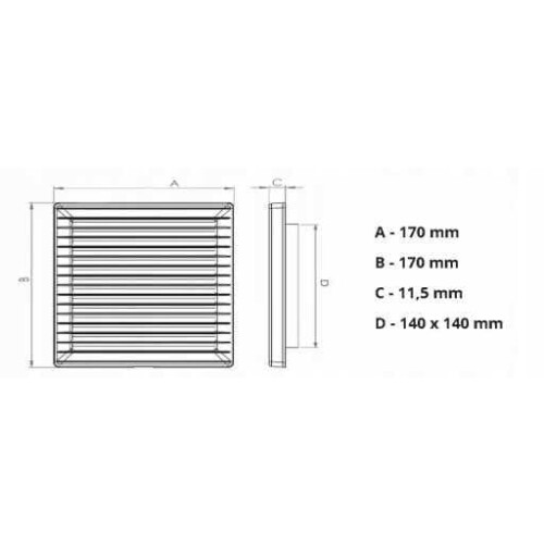 Ventilationsgitter med net Hvid 140x140mm
