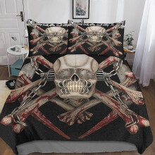 (King220x240cm) Megadeth Duvet Cover 3D Bedding Sets for Adult Kids, Microfiber Skull Bedding Set Pillowcases with Zipper Closure 3 Pcs