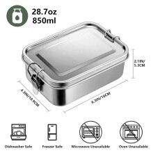 3X 28oz Bento Box, Stainless Steel Lunch Box for Teens, Metal Bento Box with 6 Flexible Compartments, 850ml Lunch Box