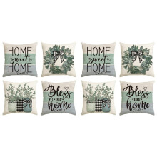 Spring Pillow Covers 18 X 18 Set of 8, Spring Decorations, Eucalyptus Farmhouse Throw Pillow Cushion Case for Couch