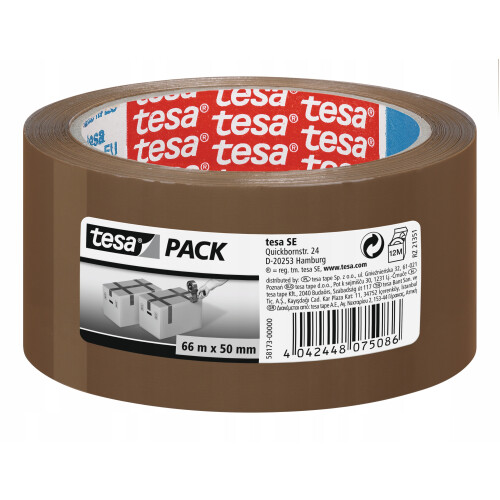 Bande d'emballage - Tesa - Standard - 50 mm x 66 m - Polypropylène - Marron