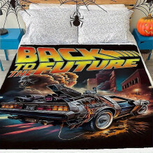 (50x40in 125x100cm) Back to the Future DeLorean Time Machine Printed Flannel Blanket - Cozy Bedding for Sofa, Travel, Camping, Naps, Home De-WSDCV255