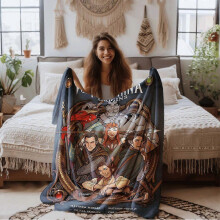 (50x40in 125x100cm) VoxMachina Critical Role TV Show Inspired Luxury Fleece Blanket - Reversible All-Over Print with Vox Machina Characters -PLKSA303