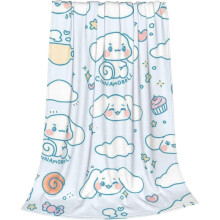 (80x60in 200x150cm) Cinnamoroll Cartoon Throw Ultra Soft Cozy Flannel Fleece Blanket Blue Warm Plush Bed Blanket for Couch Office-637