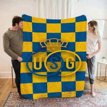 (60x50in 150x125cm) Royale Union Saint-Gilloise Vintage Logo Fleece Blanket - All-Season Soft Plush Throw with & Yellow Checkered Design, Du-EDFGH337