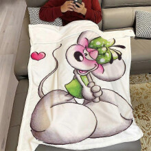 (80x60in 200x150cm) Diddl Cute Pink & Green Plush Flannel Blanket with Diddl Characters, Hearts & Balloons - All-Season Soft Bedspread for, -TREAX61