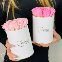 Blomsterkasse Inspiruj - Hvid kasse med sæberoser