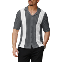 Polo da uomo in maglia Slim Fit Elegante Grigio Bianco XXL — abbigliamento smart casual, t-shirt maglia uomo