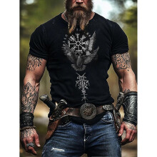 (XXL) Men's Viking Nordic Graphic T-Shirt - Lightweight Breathable Cotton Tee, Big & Tall Sizes Available - Everyday Casual & -Azmxd