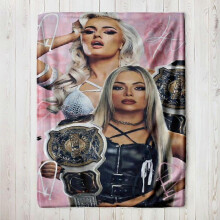 (60x50in 150x125cm) Women'S Wrestling Champion Belt Design Flannel Blanket - Soft All-Season Throw with Championship Belt Graphic, Pink & Go-LKJAS430