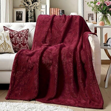 (40x30in 102x76cm) Luxurious Burgundy Plush Flannel Throw Blanket - Soft Cozy All-Season Bedspread, Large & Small Sizes for Bed, Couch, Tra-QAZXC70