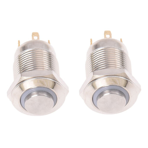 2X 3V Push Button  Pulsante del Campanello Blu LED 12 mm Argento
