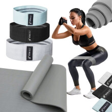 Elastikmateriale til fitnessøvelser + måtte